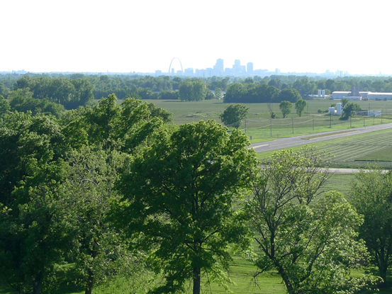 Skyline of St. Louis from Cahokia