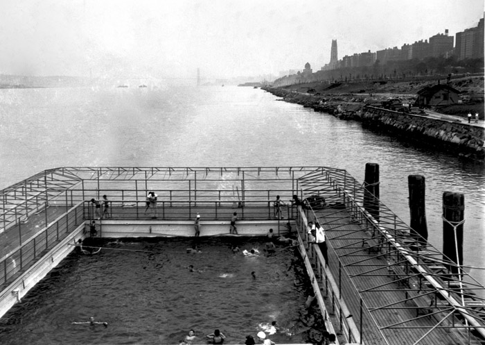 Floating Bath on Hudson River at 96th Street in 1938